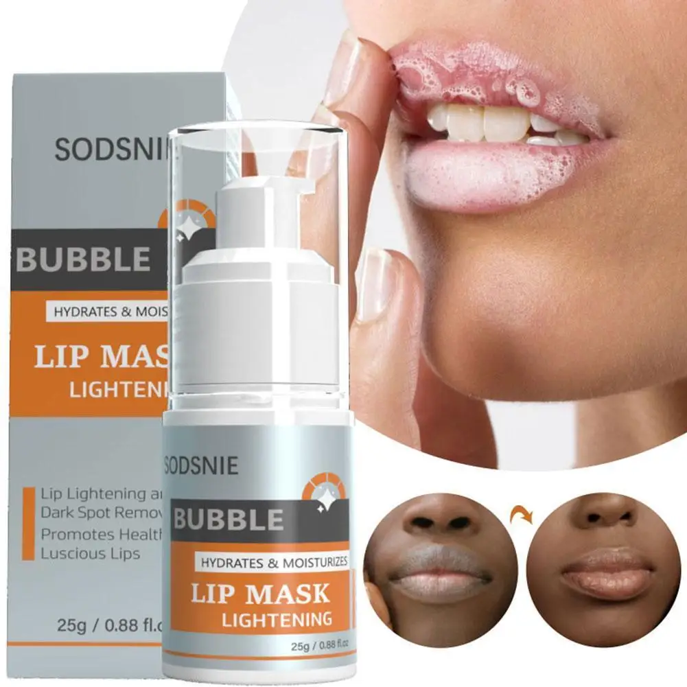 Bubble Brightening Lip Mask Nourishing Repairing Lip Care Whitening Removing Pigment Lighten Lip Lines Resist Dry Cracks 25G