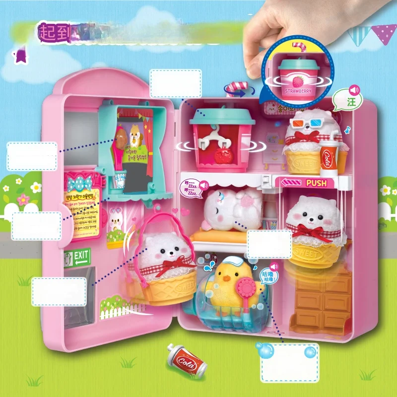Mimiworld 욕심 귀여운 애완 동물 셀프 서비스 자동 판매기 시뮬레이션 애완 동물 놀이 집 소녀 장난감 생일 선물
