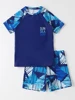 Boy Swimsuit 2023 New Striped Print Short Sleeves Children Swimwear Summer Kids Beach Wear Shorts Swimming Bathing Suit For Men