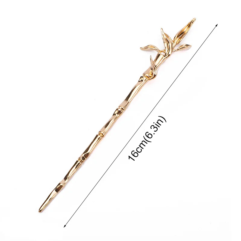 Bamboo Shaped Hair Stick for Women Girls Vintage Chinese Chopstick Gold Silver Color Hanfu Hairpin Jewelry Gift