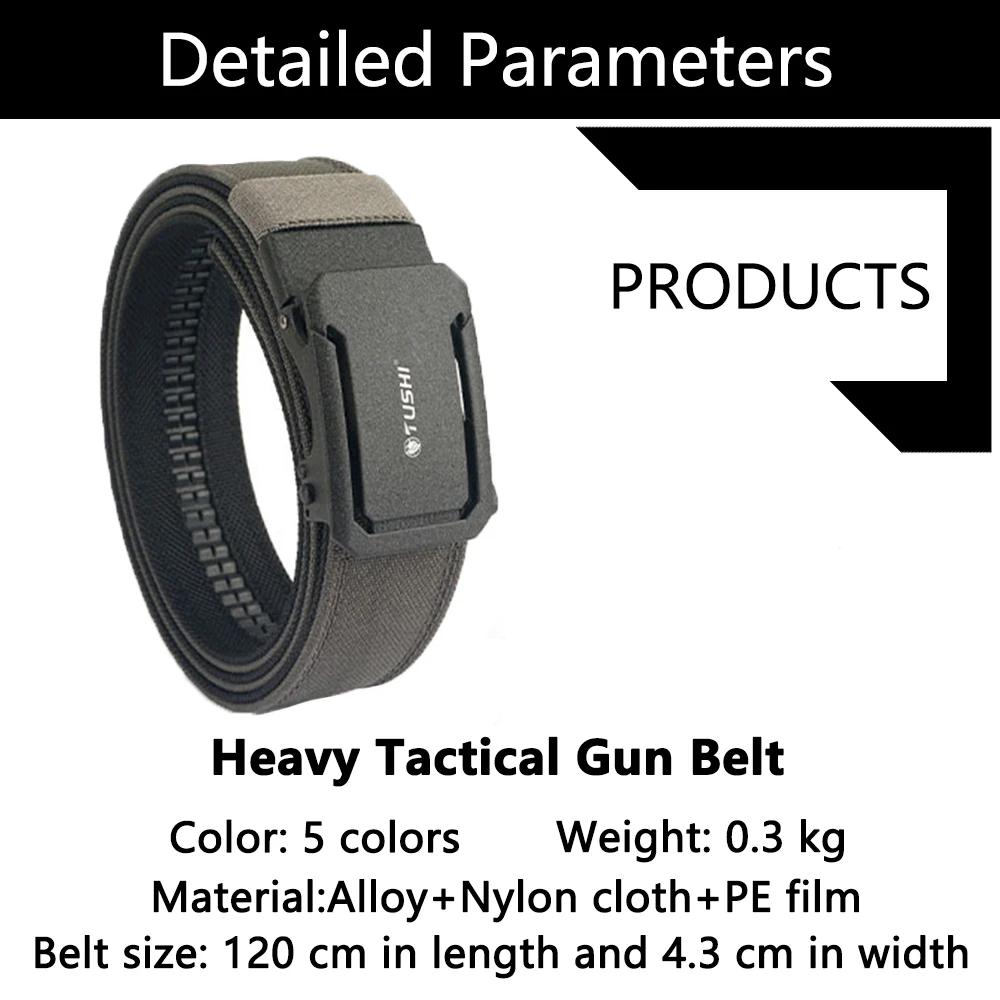 TUSHI Marke 4,3 cm breiter, verdickter, doppellagiger Nylonstoffgürtel mit automatischer Schnalle, vielseitig einsetzbarer Outdoor-Taktikgürtel für Herren – Detail 14