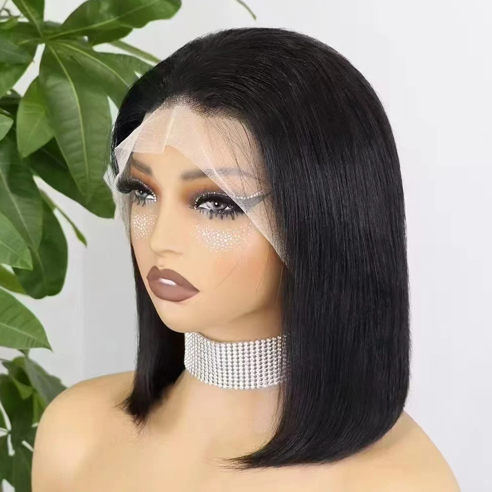 Straight Wigs 350% Density Thick Double Drawn 12A Human Hair 13x4 Lace Front Human Hair Wig for Black Women 10-16 Inches