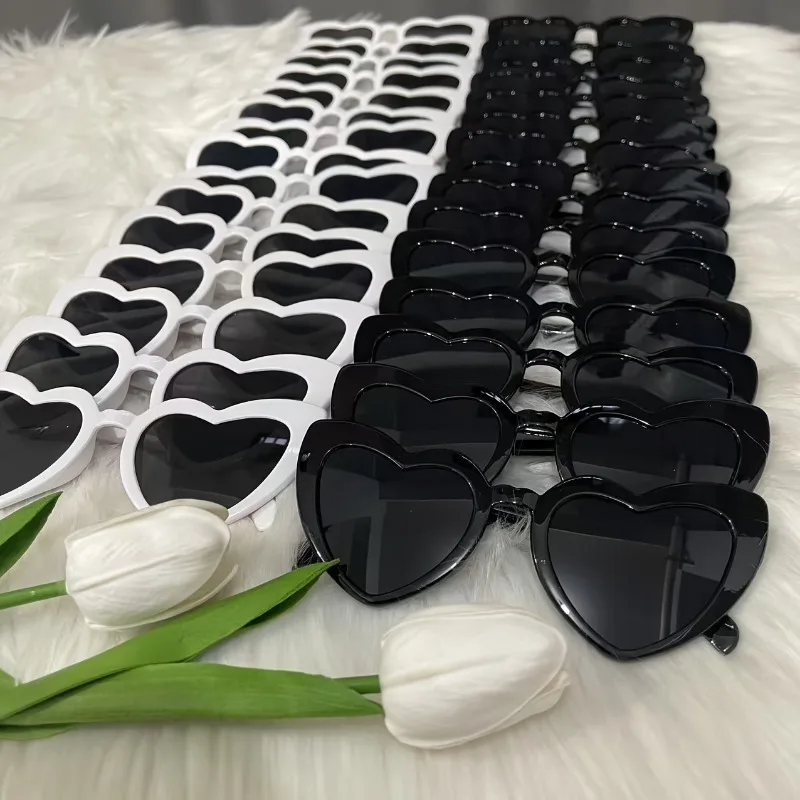 15 gafas negras en forma de corazón 15 gafas blancas en forma de