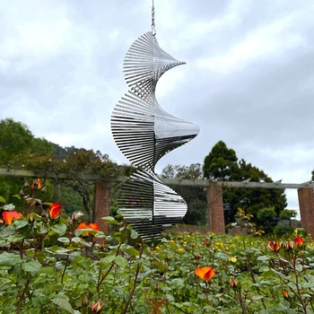 Stainless Steel Spiral Wind Spinner – Metal Windmill Garden Wind Chime Decor 1