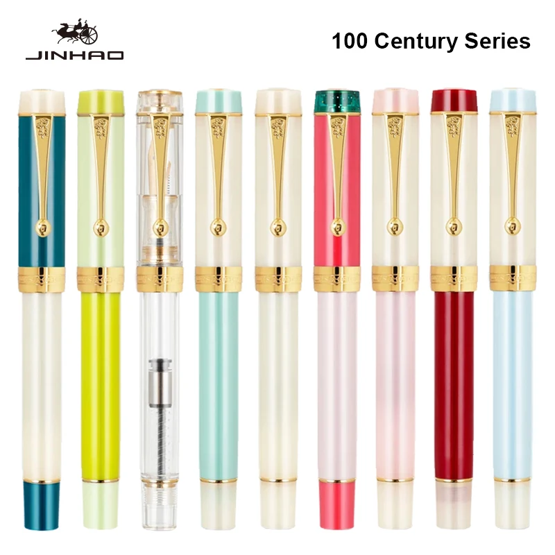 Jinhao 100 fontána pero průhledná barva pryskyřice luxusní výkonná moc pero EF/F/M jemný nib úřad vyučváné psaní zásoby papírnictví