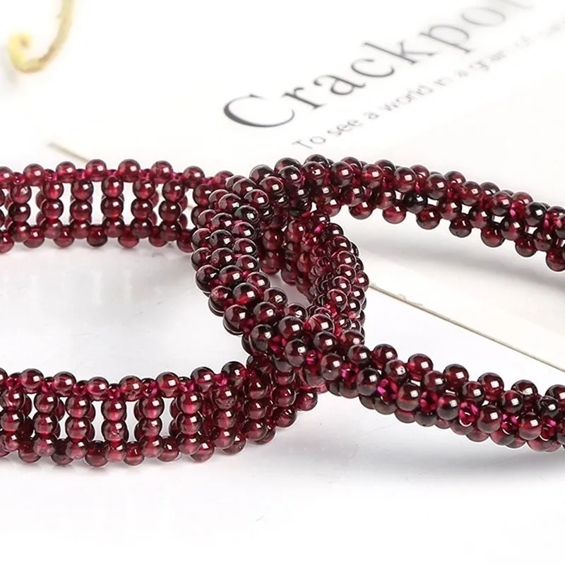Natural Red Garnet Stone Bead Bracelet Women Bohe Multilayer Weave Elastic Bangles Luxury Jewelry Female Lucky Health Gifts bangle bracelet bead bracelet beaded bracelet stone bracelet woven bracelets