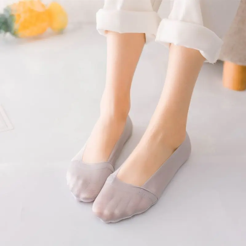 

Women'S Boat Socks Summer Shallow Mouth Solid Color Cotton Sole Socks Invisible Non-Slip High Heel Low Tube Stockings Women