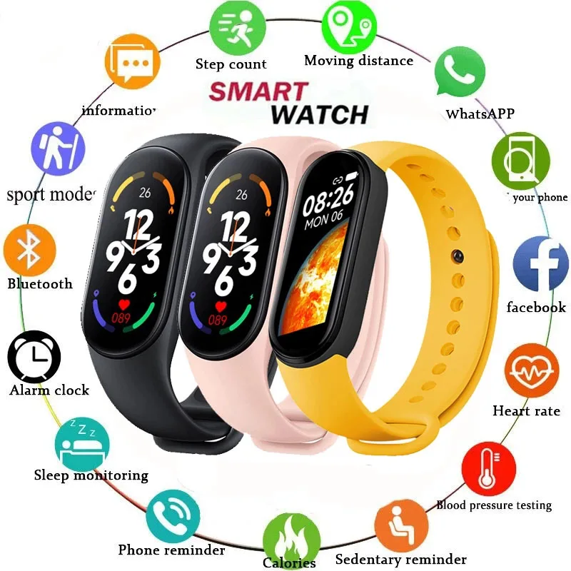 

M7 Smart Watch Smartband Heart Rate Smartwatch Fitness Tracker Blood Pressure Sport Smart Bracelet For M6 M5 M4 Mi Band 7 Y68 M3
