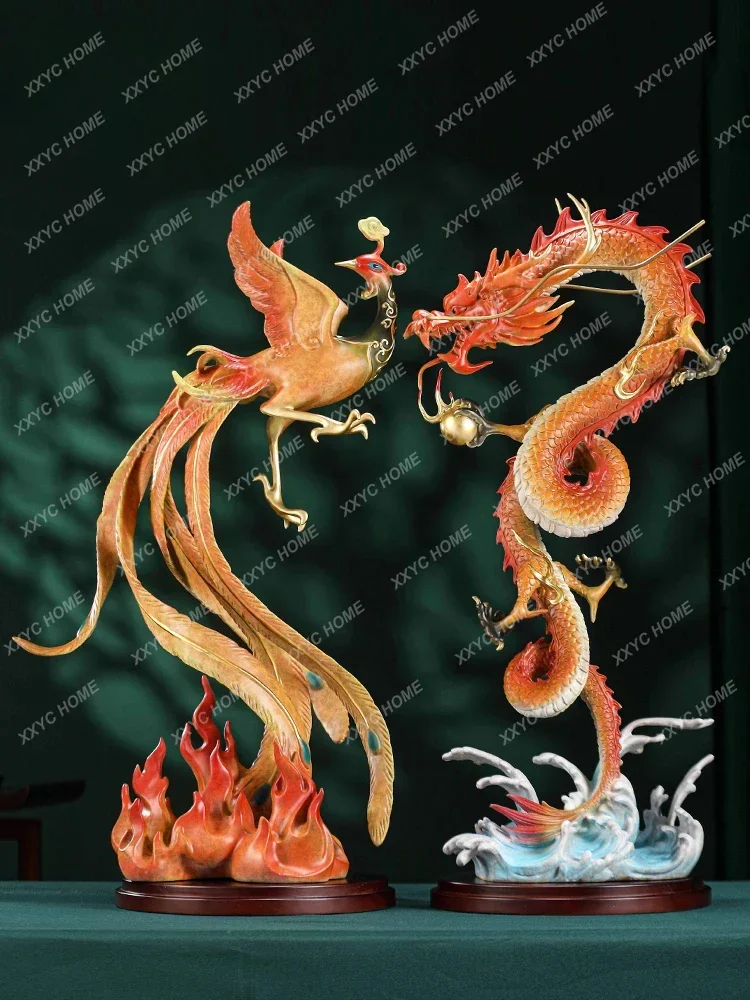 

Copper Prosperity Brought by the Dragon and the Phoenix Decoration Living Room Mascot Zodiac Dragon Housewarming Decorations