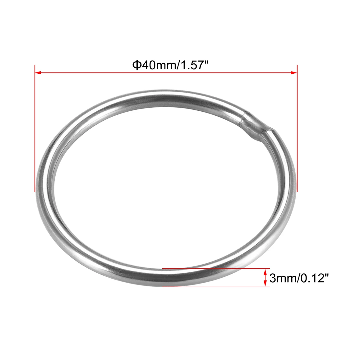 Stainless Steel Welded O Ring 30/40/50/60/79/80/90/100mm Outer Diameter 3-8mm Thickness 2pcs