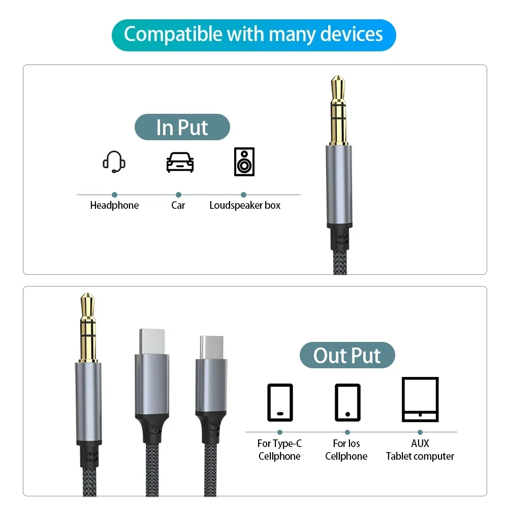 Versatile 3.5mm Car AUX Audio Cable