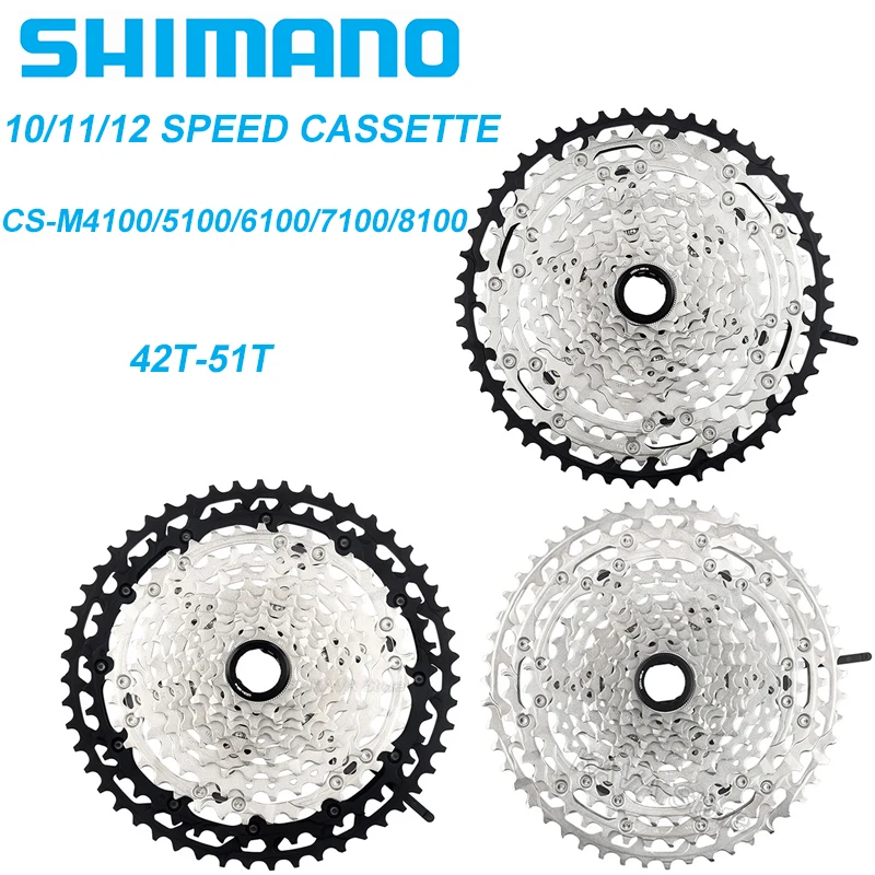 Bicycle Accessories Shimano Deore 10/11/12S K7 CS M4100/M5100/6100/M7100/M8100 Cassette 42/46/51T Mountain Bike Sprocket 10/11/12V MTB Flywheel