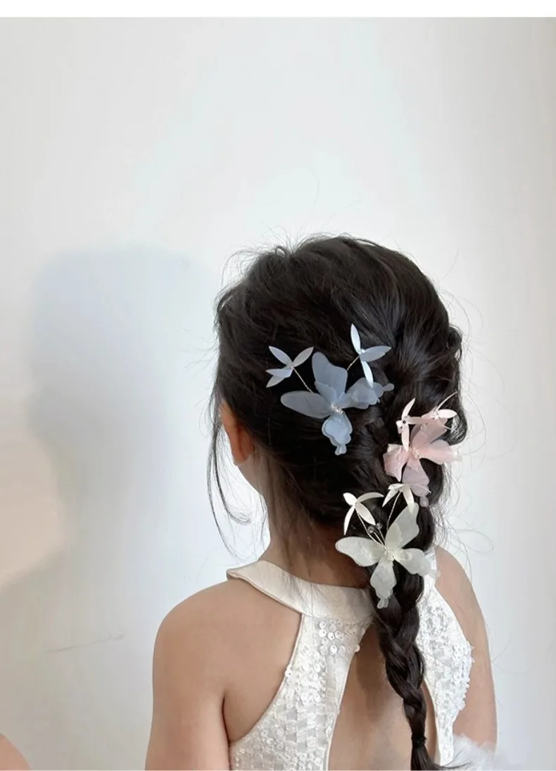 2/6-teiliges Set Haarspangen für Damen, koreanische Netz-Schmetterlings-Haarspangen, süße Kawaii-Haarspangen, hochwertiges, sanftes Haar-Accessoire für Mädchen – Detail 5