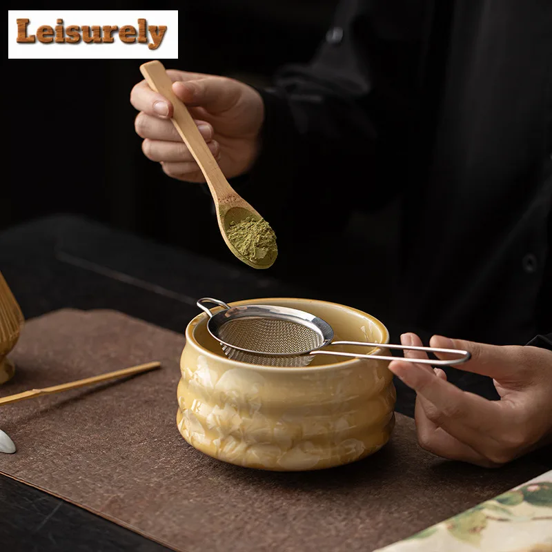 Kiln Change Crystal Glaze Ice Flower Tea Set Complete Set Japanese Matcha Set Kit Matcha Cup Matcha Tool Set Kitchen Supplies