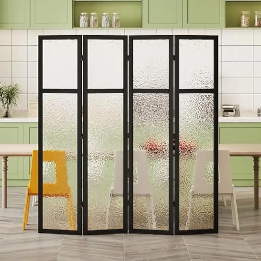 Acrylic Room Divider,4-Panel Freestanding Partition Screen, Frosted Translucent Privacy Panel - Lightweight Modern Divider