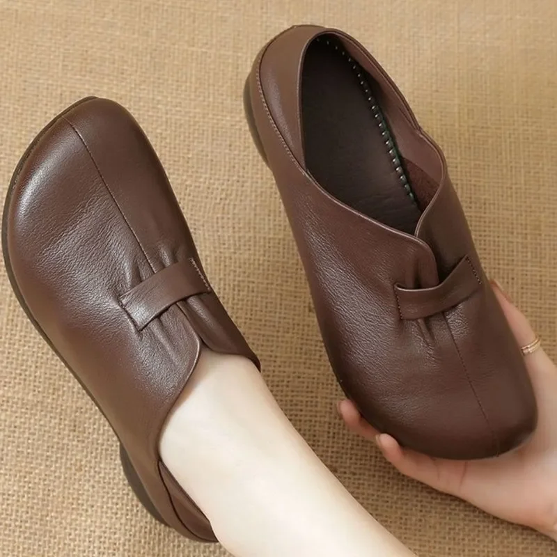 Leather Women Loafers Fashion Luxury Brand Ballet Flats Ladies Comfortable Slip on Moccasines Casual Women's Flat Shoes