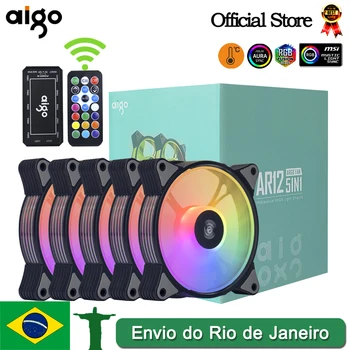 Aigo-AR12 120mm pc 컴퓨터 케이스 팬 RGB 히트 싱크 aura sync sata 포트 12cm 쿨러, argb 사일런트 컨트롤러 팬 냉각 환풍기