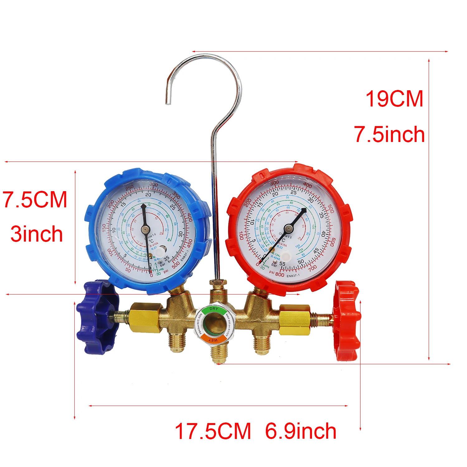 Professional HVAC Manifold Gauge Set with Adjustable Couplers and Charging Service Accessories