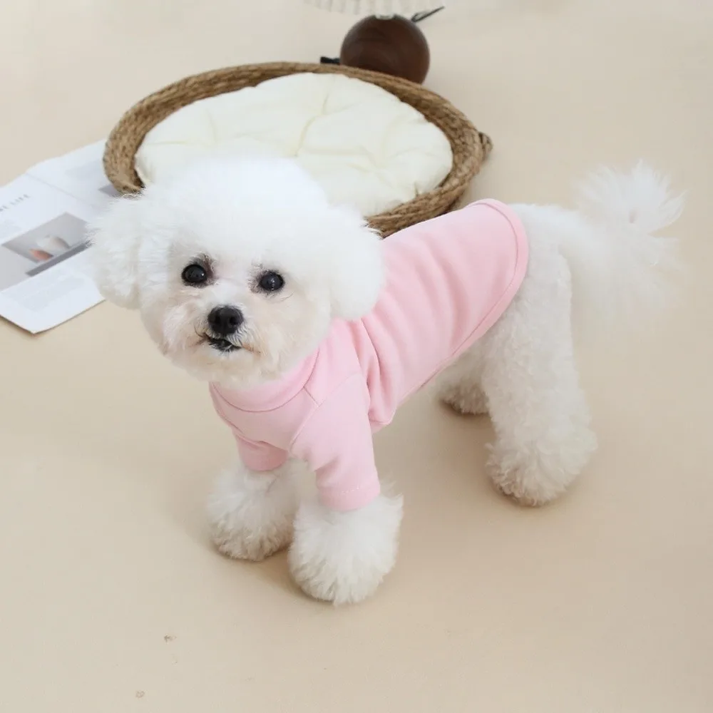 신상 단색 강아지 후드티 부드러운 면 2다리 스타일 강아지 따뜻한 후드티 심플 디자인 하이넥 스웨트셔츠 일상복