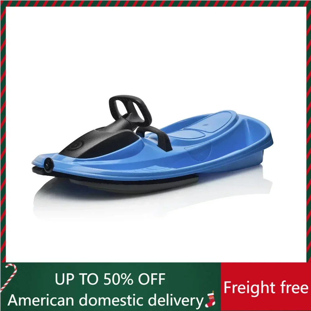 

Bobsled for Kids Ski 2 Person Steerable Snow Sled Snowboard Ages 3+ Snowboarding Electric Blue Freight Free Winter Sports Skiing