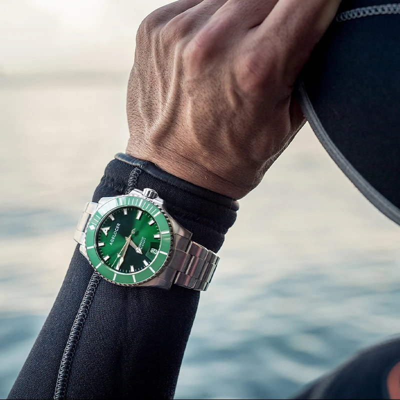 AGELOCER Top Brand Fashion Sport Diving Watch 100ATM Waterproof Luminous Watches For Men Luminous Clock Sapphire Mirror 2206A9