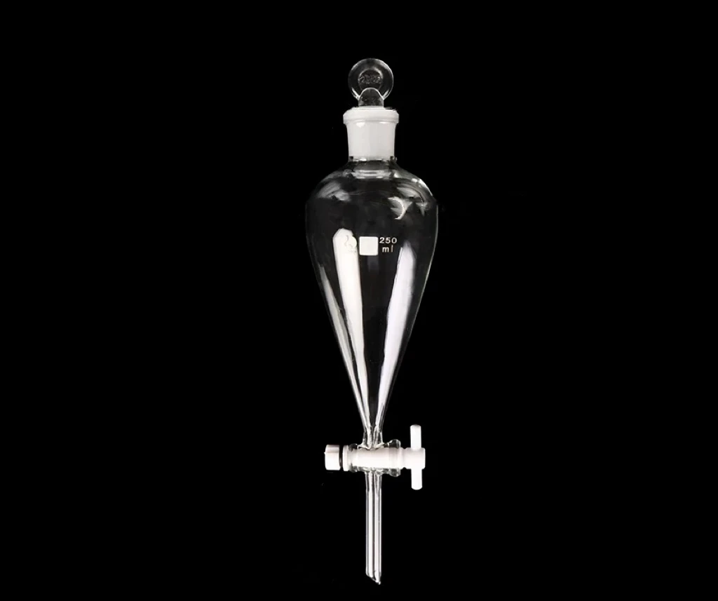 Pyriform Separating Conical Funnel Glass Ground-in Piston 60/125/250/500/1000ml PTFE Switch Valve lab separatory funnel