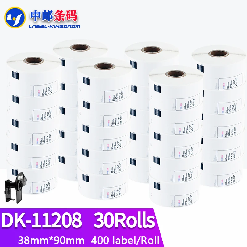 

30 рулонов, совместимая фотоэтикетка, 38*90 мм, высечка, работа для принтера Brother, белая бумага DK11208, фотобумага