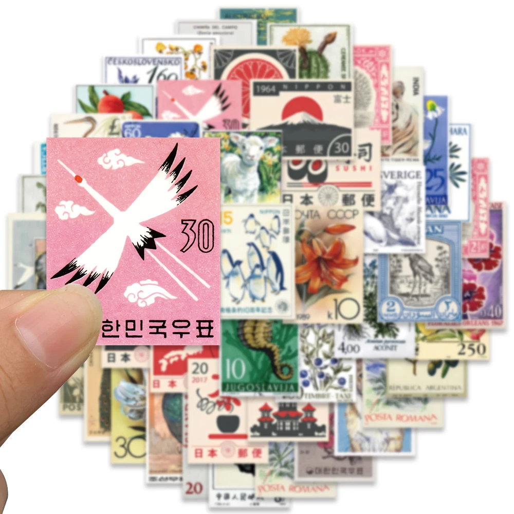 50pcs Vinyl Laptop Decals Aesthetic Retro Cartoon Stamp Style Stickers, Waterproof Graf... - SKU VLD01954 - UGI Packaging