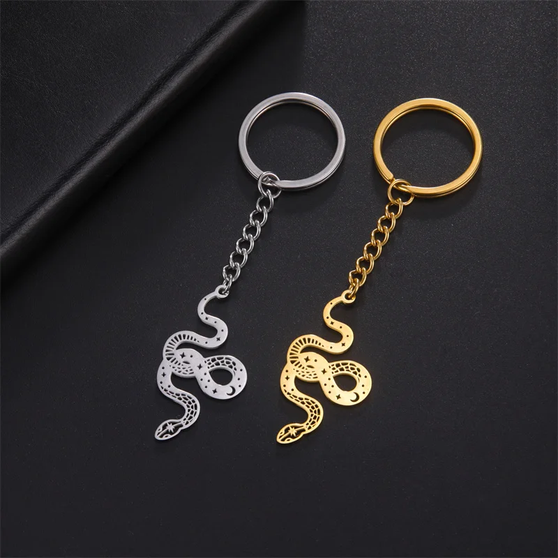 

Fashion Snake Pendent Keychains for Men Stainless Steel Keyring Handcraft Jewelry Car Key Accessories Friends Gifts Wholesale