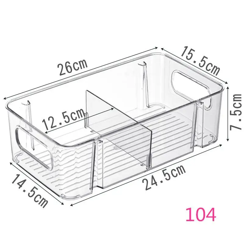 Refrigerator Organizer Refrigerator Fresh-keeping Box Box Fridge Storage With Divider Freezer Pantry Kitchen Organizer 6
