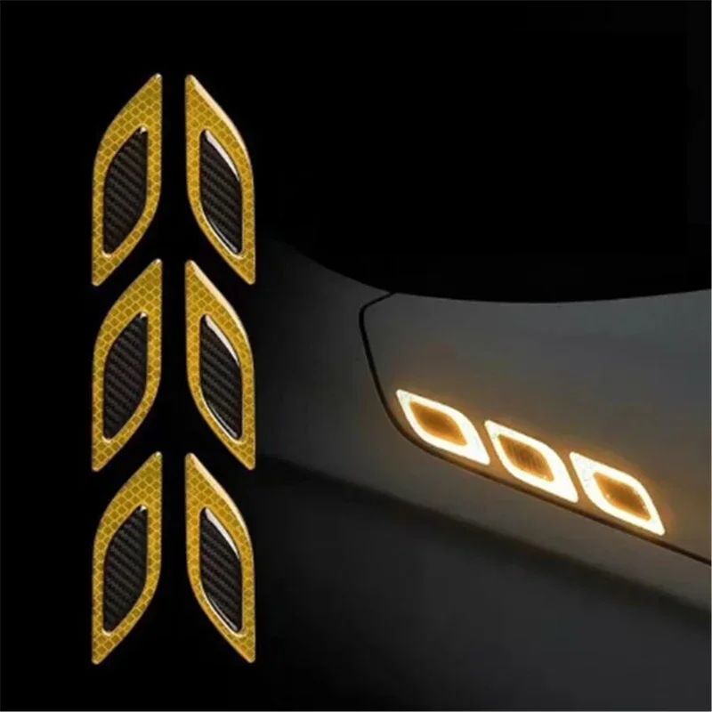 Anti-scratch segurança aviso adesivos para carro, adesivos reflexivos para caminhão, Auto Motor Exterior Acessórios decorativos, 6pcs por conjunto