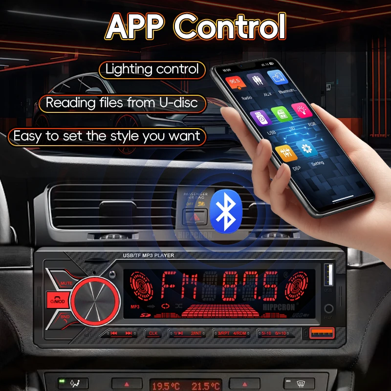 Car 1din Radio Stereo Digital Bluetooth MP3 Player FM Stereo TF Card USB AUX Inp