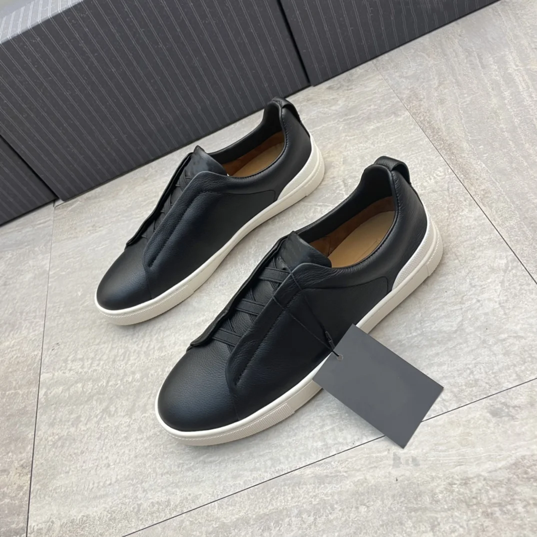 Classic men's casual trend high-quality leather non slip shoes, simple and versatile Korean soft sole breathable single shoes
