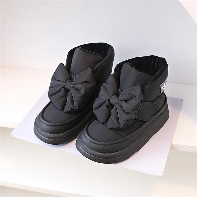 Kinder Schneeschuhe 2024 neue Winter Kinderschuhe Schmetterlings knoten wasserdicht warm Plüsch Mode Prinzessin Mädchen Stiefel eu 22-37 – Detail 12