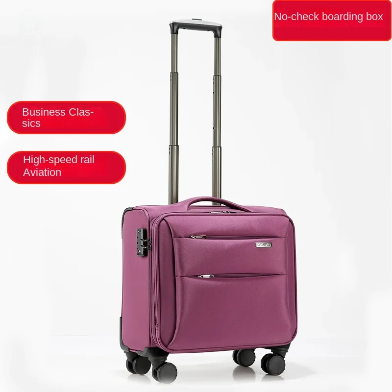 14-inch Compact Business Carry-on 20-inch Surable Oxford Fabric Suitcase With Silent Wheels Unisex Travel Luggage_voghion.com