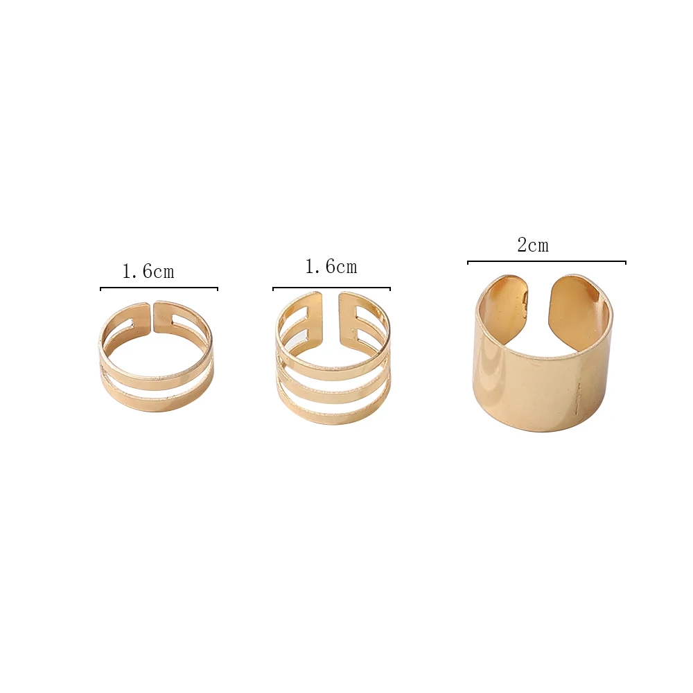 Ring Set 3 Pcs Gold Finger Rings for Women