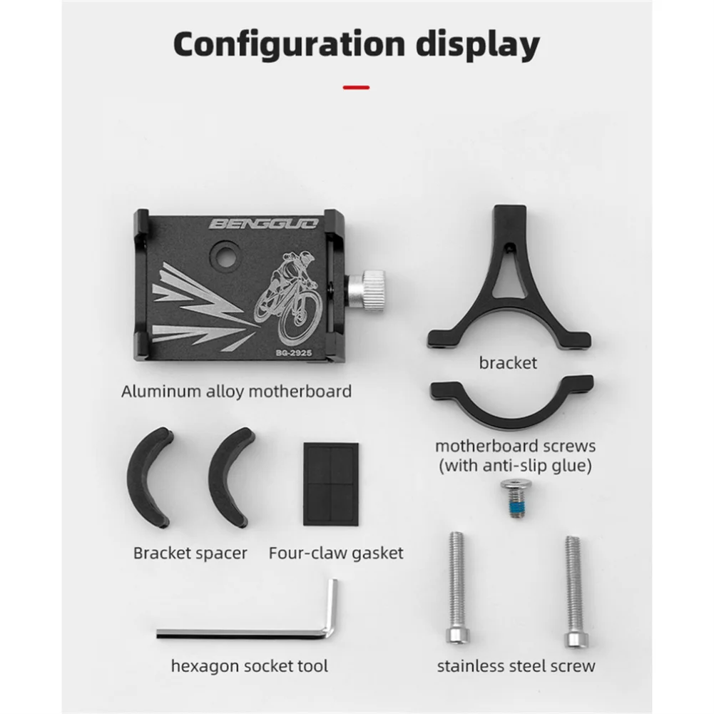 Bike Phone Mount Holder Sturdy Aluminum Alloy Bike Handlebar 360° Rotation Phone Base Shakeproof Stand For 5.8-9.5CM Phones