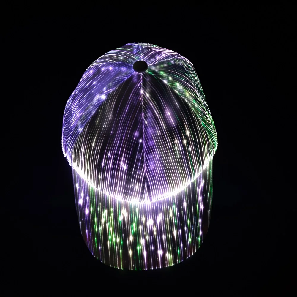 Rechargeable LED Luminous Cap Glowing Linen Snapbacks Optical Fiber Music Festival Halloween Hip Hops Hat Holiday Baseball Caps