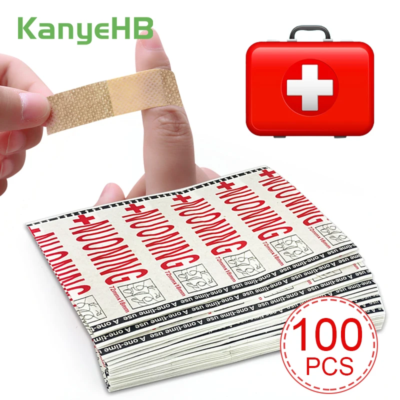 100pcs Breathable Band Aids Hemostasis Protecting Wounds Adhesive Bandage Sterile Bandage Wound Care Patches First Aid Kit H050