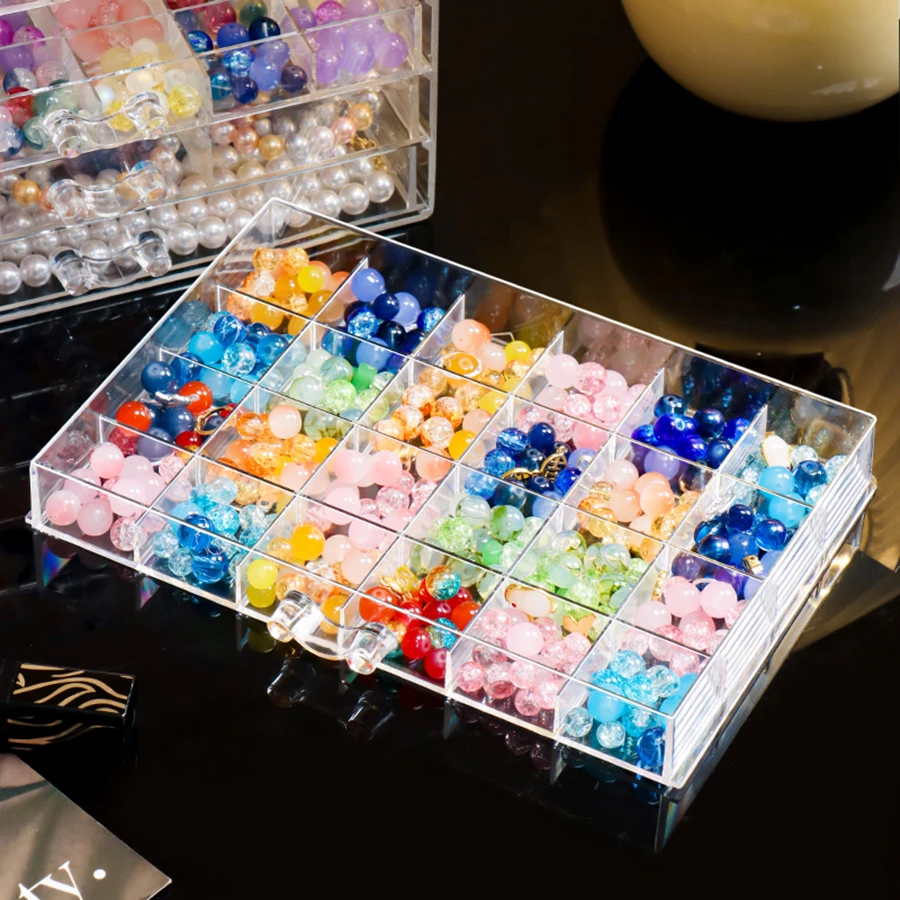 Bead Storage Box Handmade DIY Material Accessories Loose Bead Jewelry Box Glass Divided Jewelry Drawer Transparent
