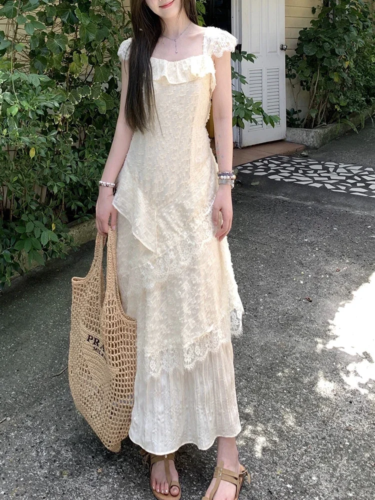 

Chic Spring Retro Y2k Dress Elegant Vintage Midi Dress Women Casual Even Party Dress Female Outwear New Korean Fashion Clothing