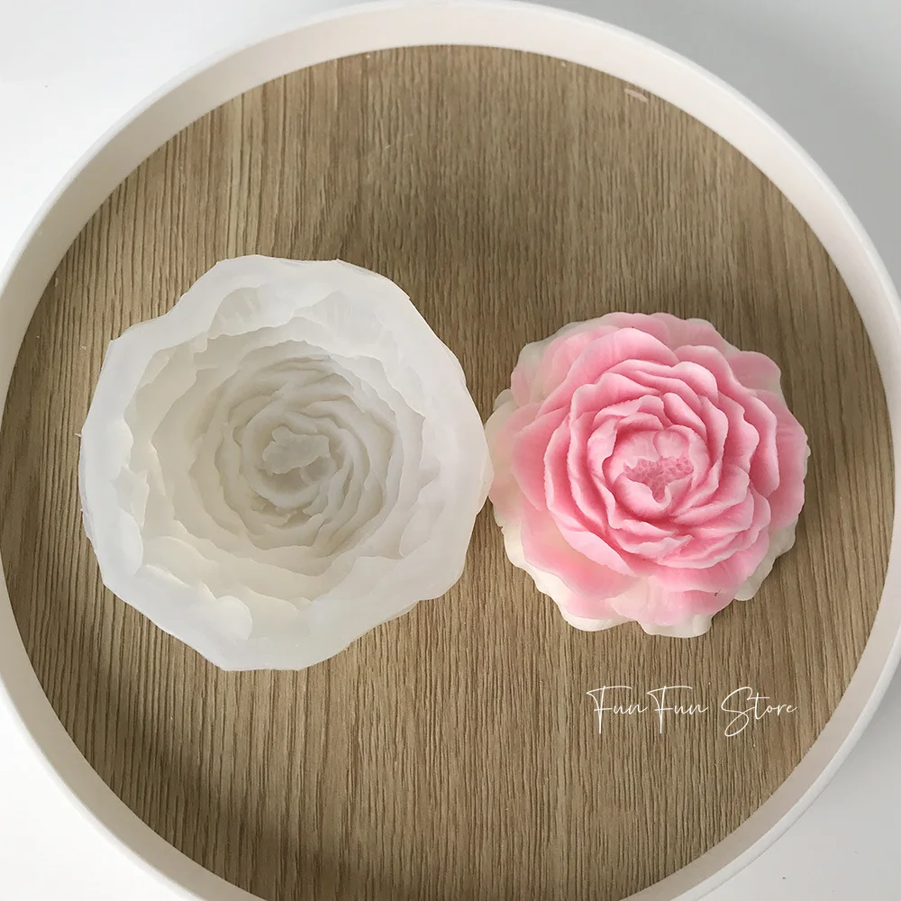 Peonia rosa candela stampo in Silicone fai da te grande fiore candela fare sapone resina cioccolato stampo san valentino regali di compleanno artigianato decorazioni per la casa  15