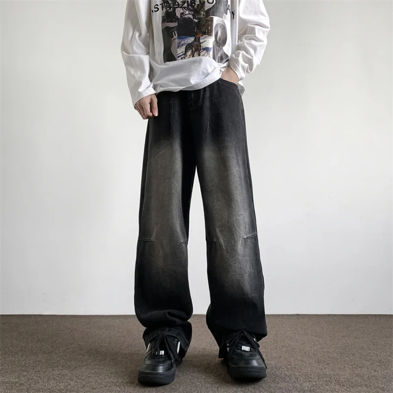 

Baggy Jeans Men Harem Pants Loose Fit Elastic Waist Streetwear Oversize Jeans Male Joggers Pants Tapered Denim Trousers W408