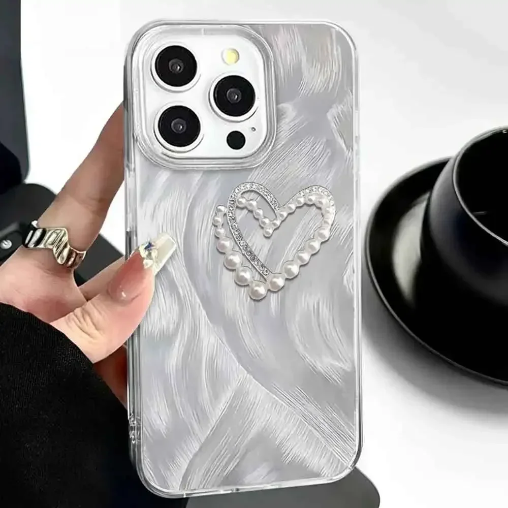Case For Infinix Smart 8 7 6 5 8 Pro Plus Glitter Phone Case Smart 5 6 X657 X6511B Luxury Bling 3D Love Heart Pearl Frame Cover_voghion.com