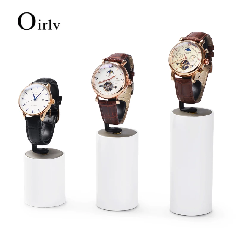 Oirlv Wooden Watch Holder White Painted Jewelry Display Stand White Wood Watch Stand White Wooden Stand For Wrist Watch Display