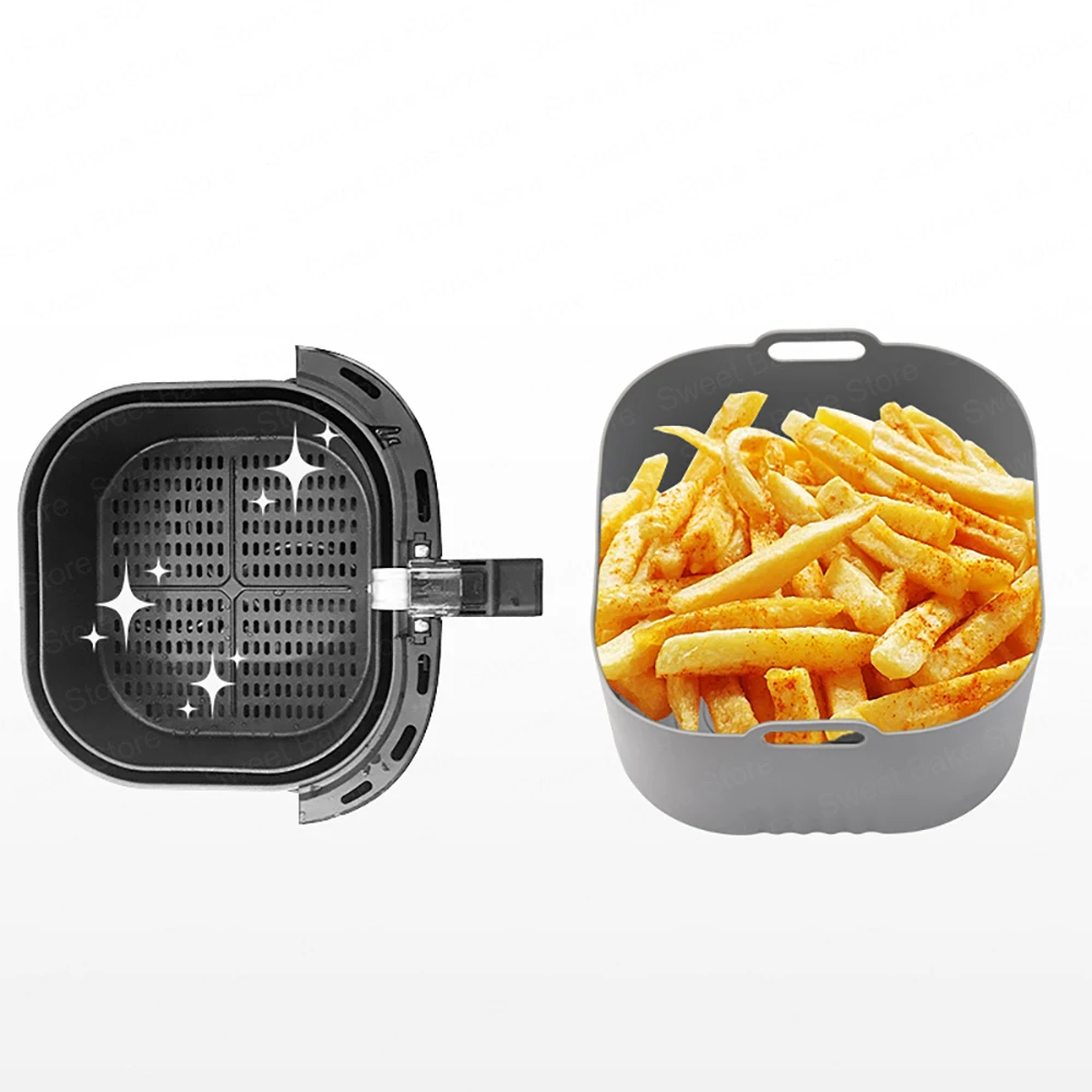 Air Fryer Accessories Air Fryer Liners 6Inch Reusable Square Air Fryer Silicone Liner Non-Stick Air Fryer Baking Basket Accessories For PHILIPS HD9252/HD9200/HD9255