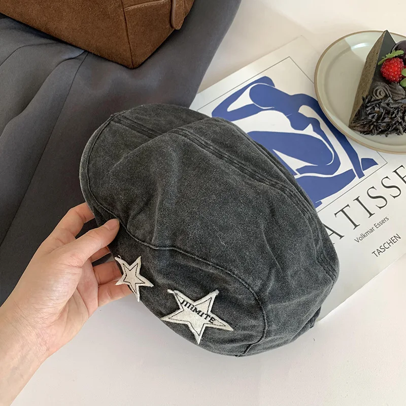 Panama women's fashionable retro star forward hat Y2k newsboy beret Cap H260