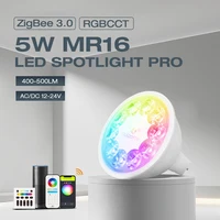 Gledopto Zigbee 3.0 LED 5W MR16 GU5.3 RGBCCT Color Spotlight Bulb Pro 500LM AC/DC12~24V Tuya APP Alexa Conbee RF Remote Control 1