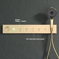 ชุดฝักบัวอาบน้ำระบบเทอร์โมสตัทติดเพดานทองเหลืองหรูหรา พร้อมจอแสดงผลดิจิตอล LED ระบบเสียงบลูทูธ หัวฝักบัวแบบเรนชาวเวอร์ ก๊อกน้ำในห้องน้ำ 5