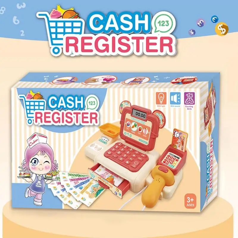 Toddler Cash Register Play Cash Register With Lights Sound Cartoon Toy Multi-functional Toy For Kids